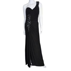 VTG‎ Cache Evening Gown Ruched Beaded 8 Elegant Old Hollywood Glam Evening Dress